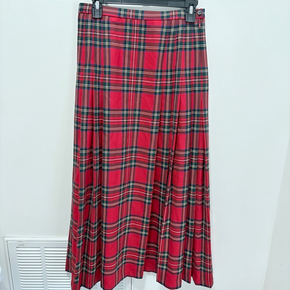 Pendleton Vintage Plaid Pleated Maxi Skirt Women Red Size 8 Wool Tartan USA